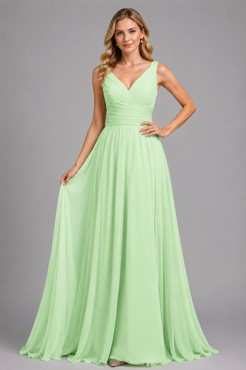 Women's Full Length Chiffon Maxi Dress with Bow in Rust
