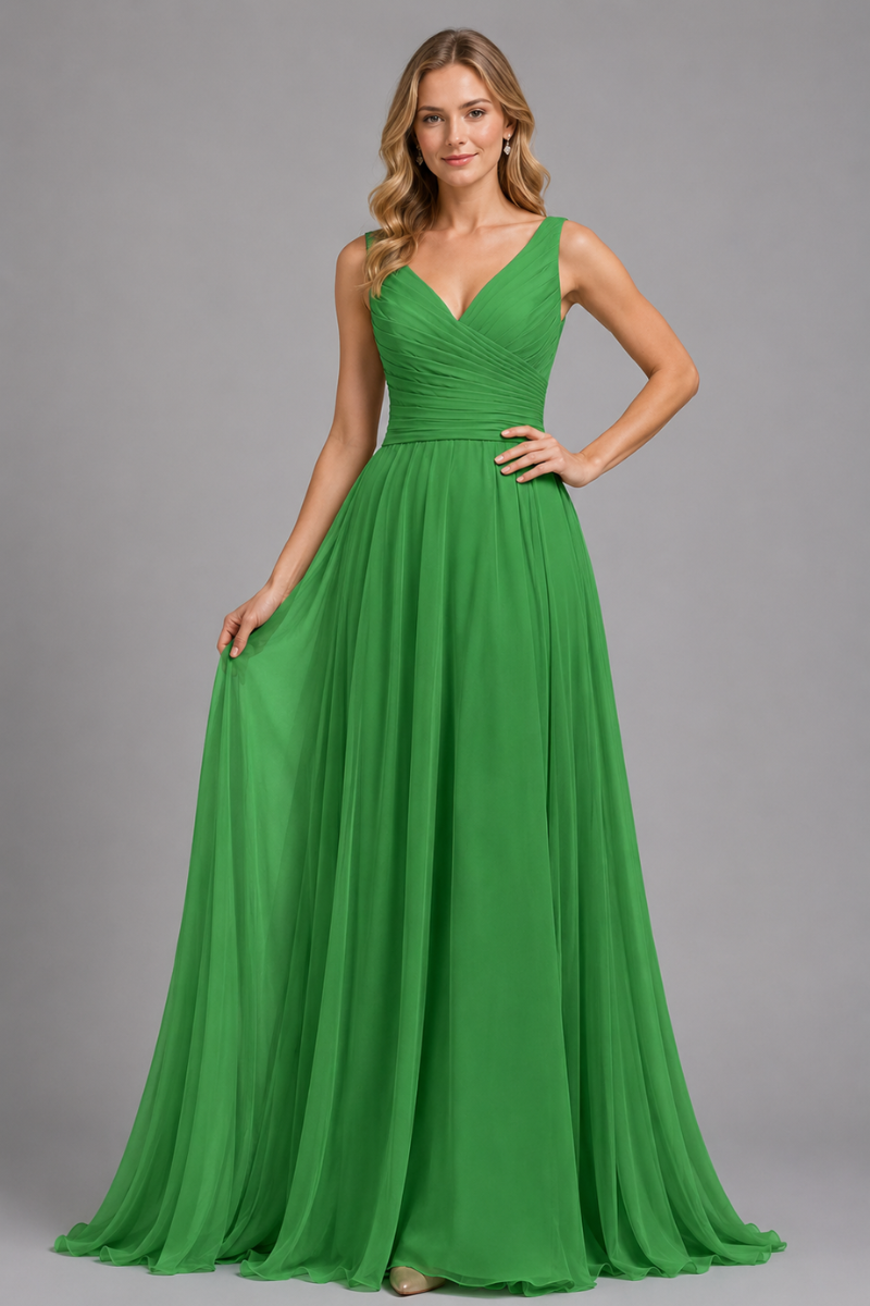 Women's Full Length Chiffon Maxi Dress with Bow in Rust