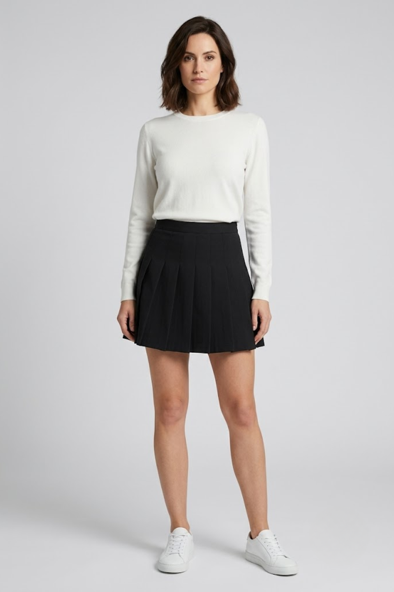 Women's High Waist Pleated Skater Skort Mini Skirt with Shorts