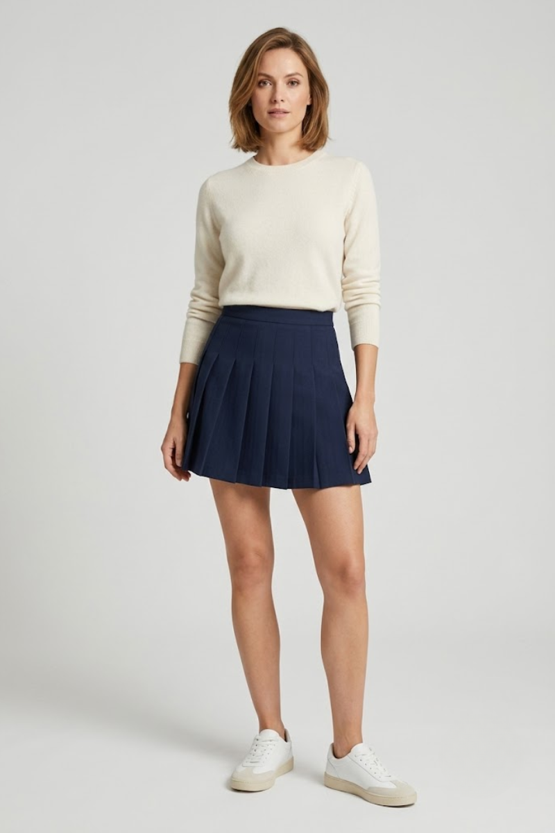 Women's High Waist Pleated Skater Skort Mini Skirt with Shorts