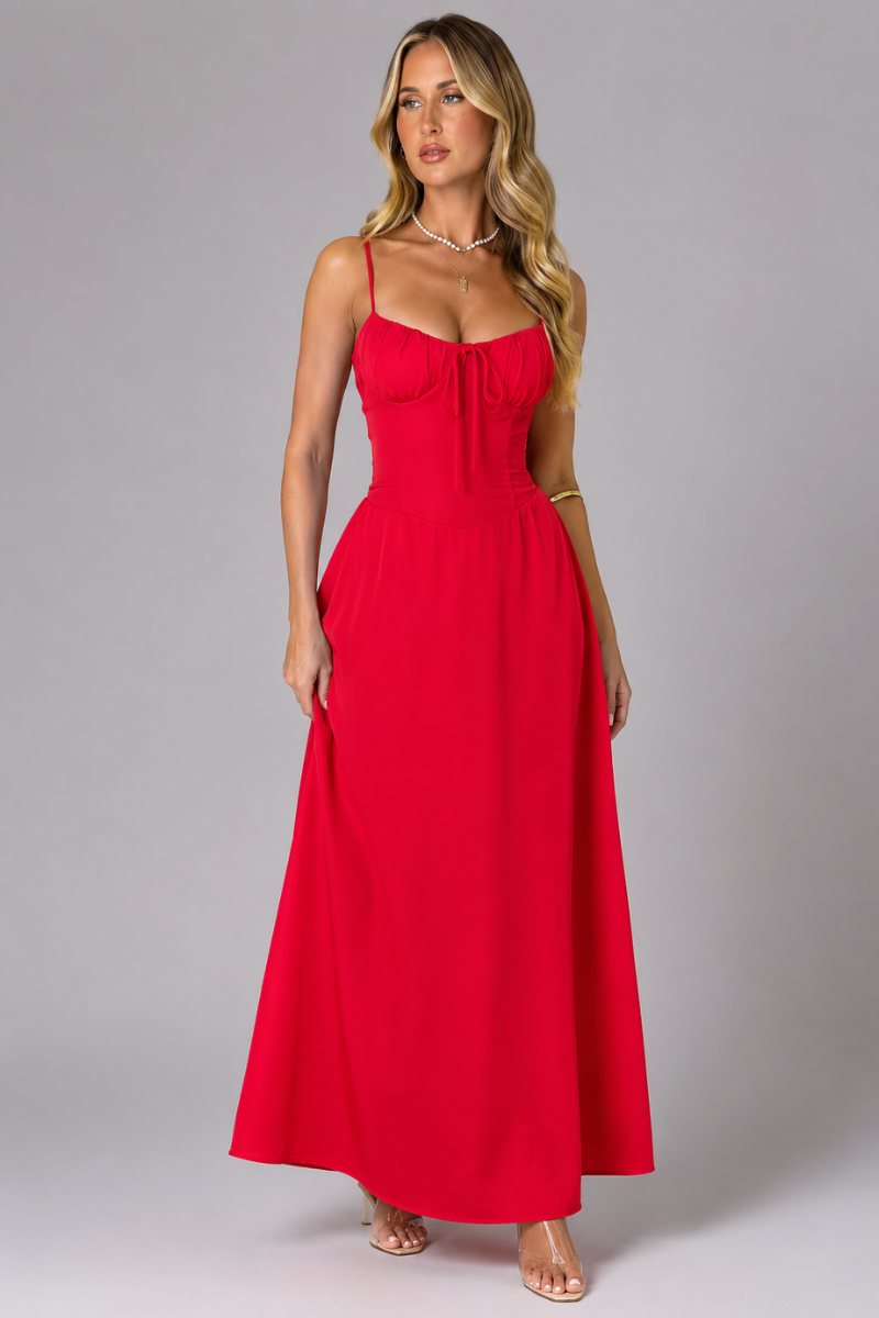 Women's Lace-Up Sleeveless Maxi Dress – Elegant Summer Occasion Dress