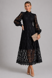Women's Lace Midi Dress - Elegant Evening Party Dress