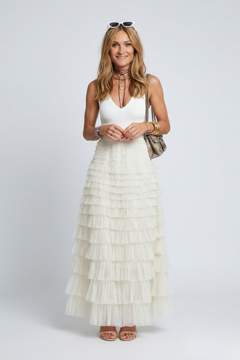Women's Maxi Skirt - Elastic Waist Casual Long Skirt