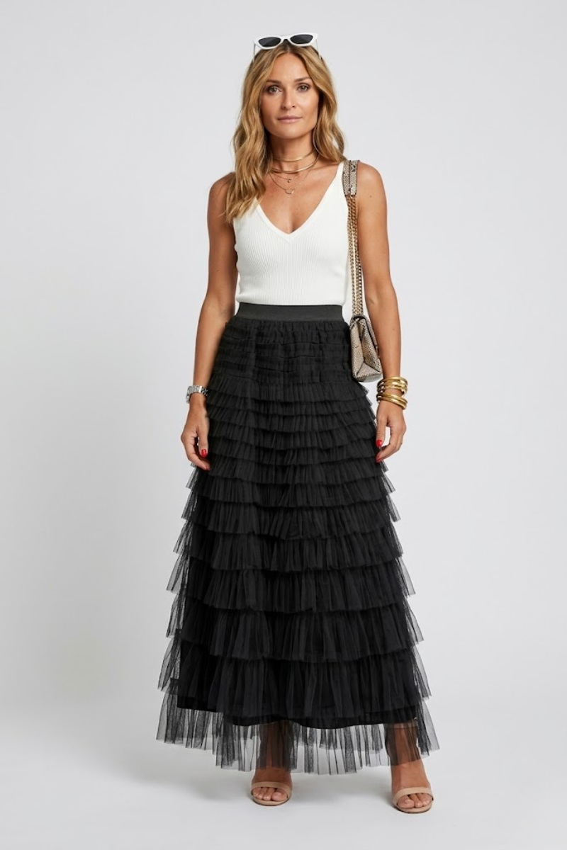 Women's Maxi Skirt - Elastic Waist Casual Long Skirt
