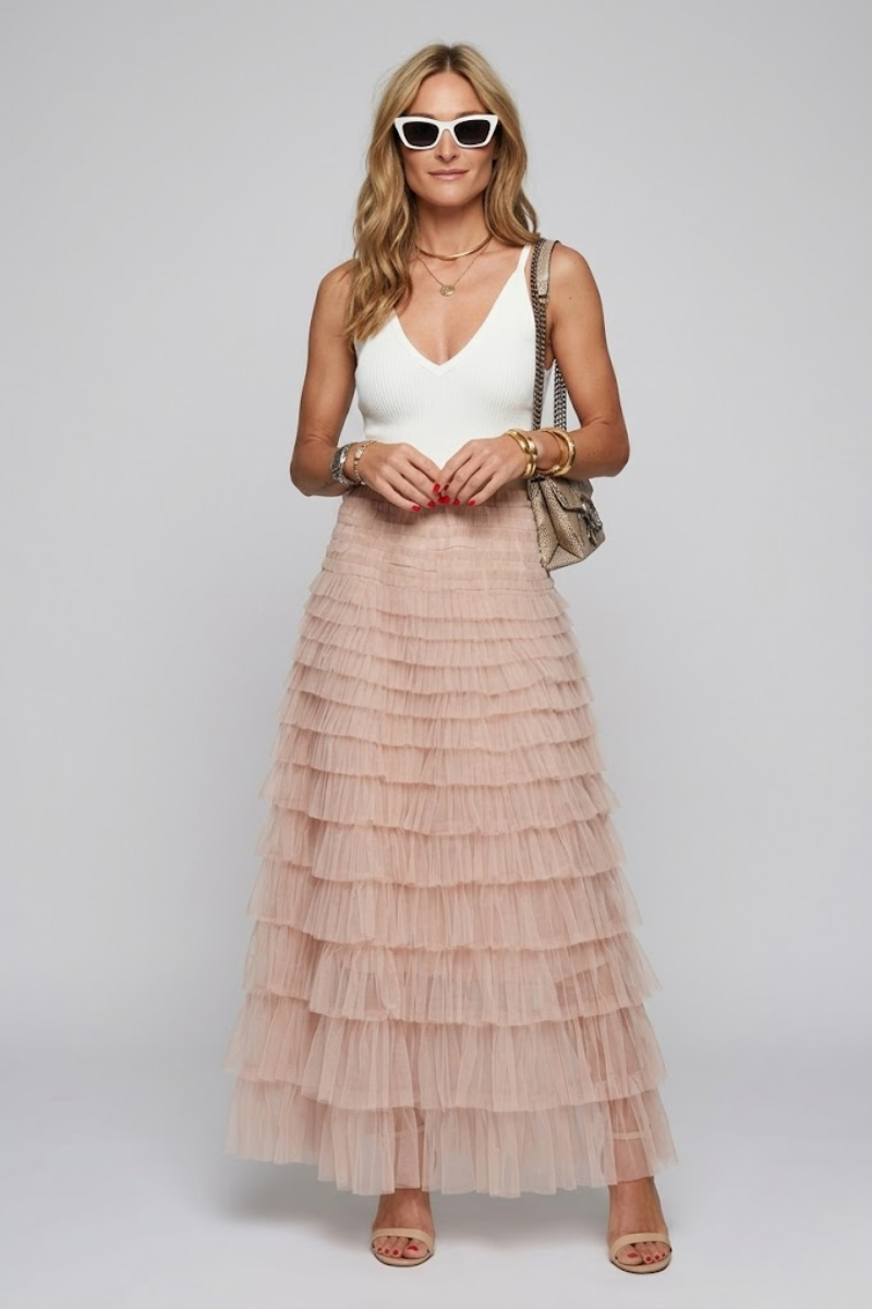 Women's Maxi Skirt - Elastic Waist Casual Long Skirt