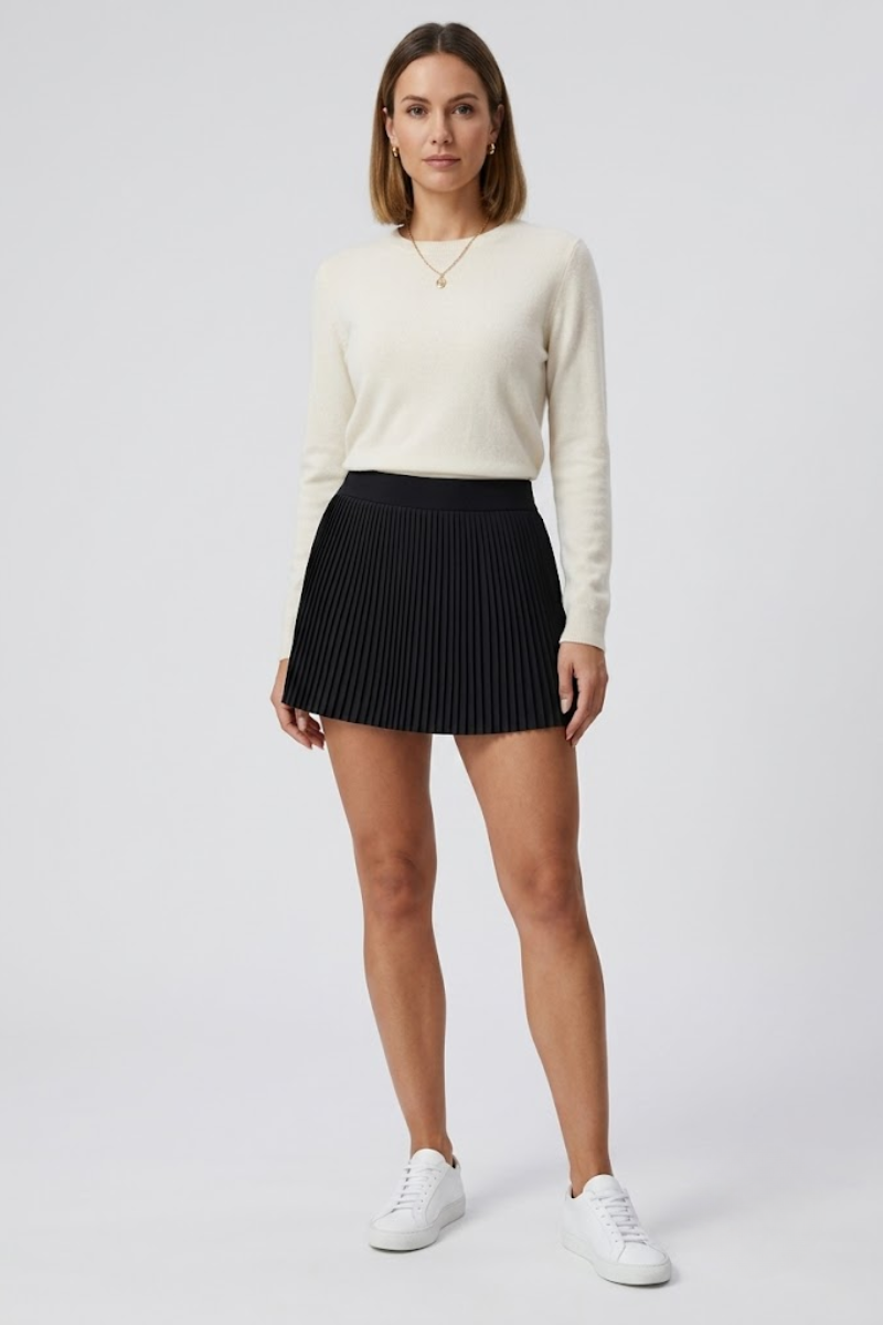Women's Pleated Tennis Skort with Built-In Shorts for Golf & Activewear