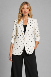 Women's Polka Dot Blazer Jacket – Single Breasted Long Sleeve Outfit