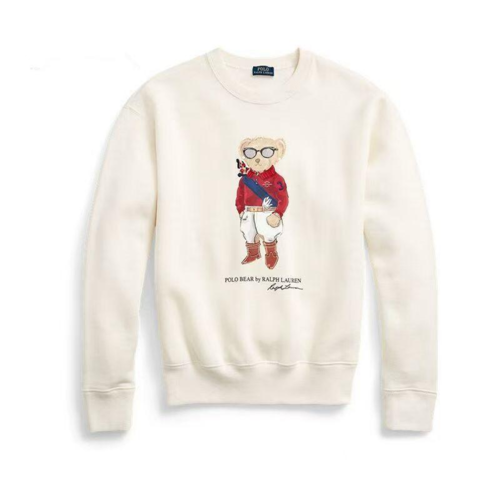 Women's Polo Ralph Lauren Jockey Polo Bear Fleece Sweatshirt in Beige