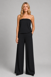 Women's Satin 2 Piece Set – High Waist Trousers and Corset Crop Top Outfit