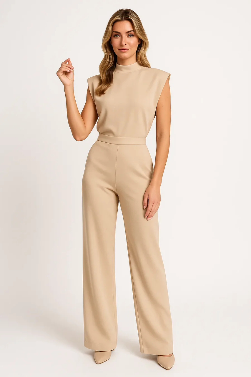Women's Satin Look Sleeveless Wide Leg Jumpsuit