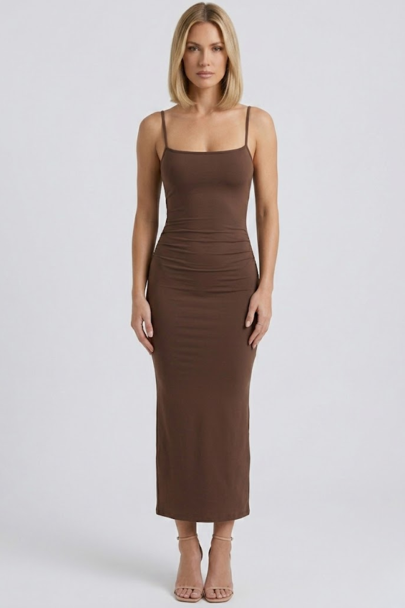 Women’s Satin Slip Maxi Dress – Sleeveless Backless Bodycon Party Dress