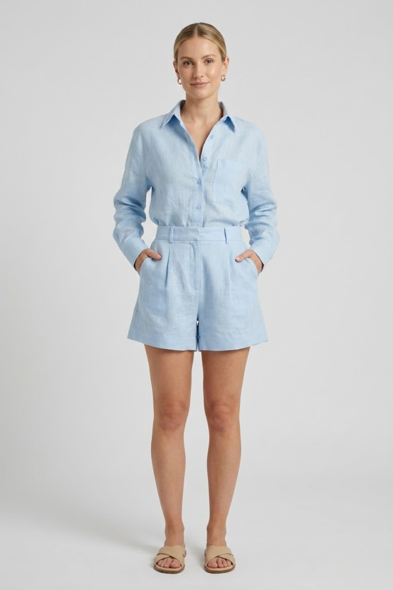 Women's Shirt and Shorts Two Piece Set Casual Summer Outfit