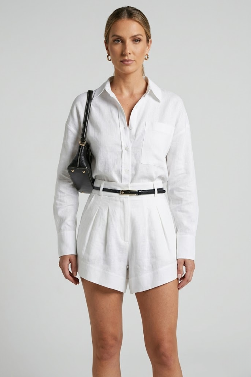 Women's Shirt and Shorts Two Piece Set Casual Summer Outfit