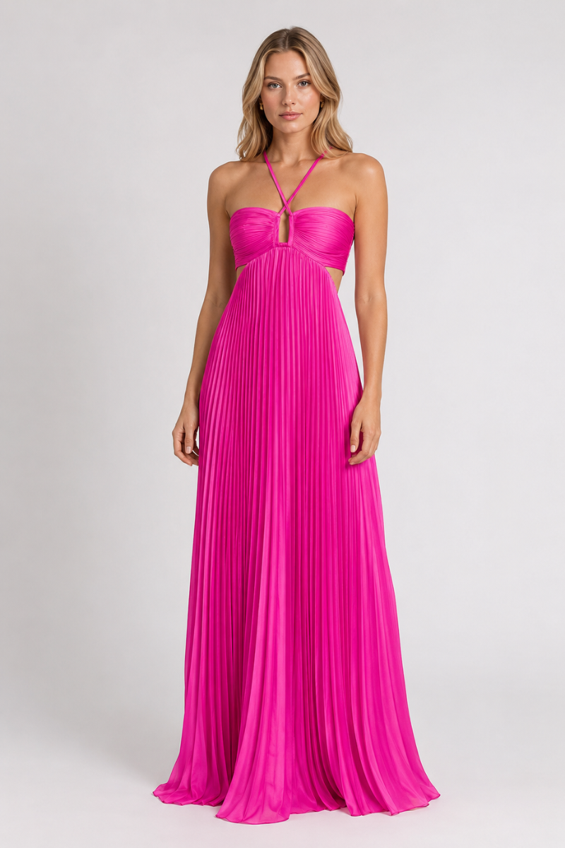 Women's Strapless Cotton Maxi Dress – Twist Front Split Long Dress