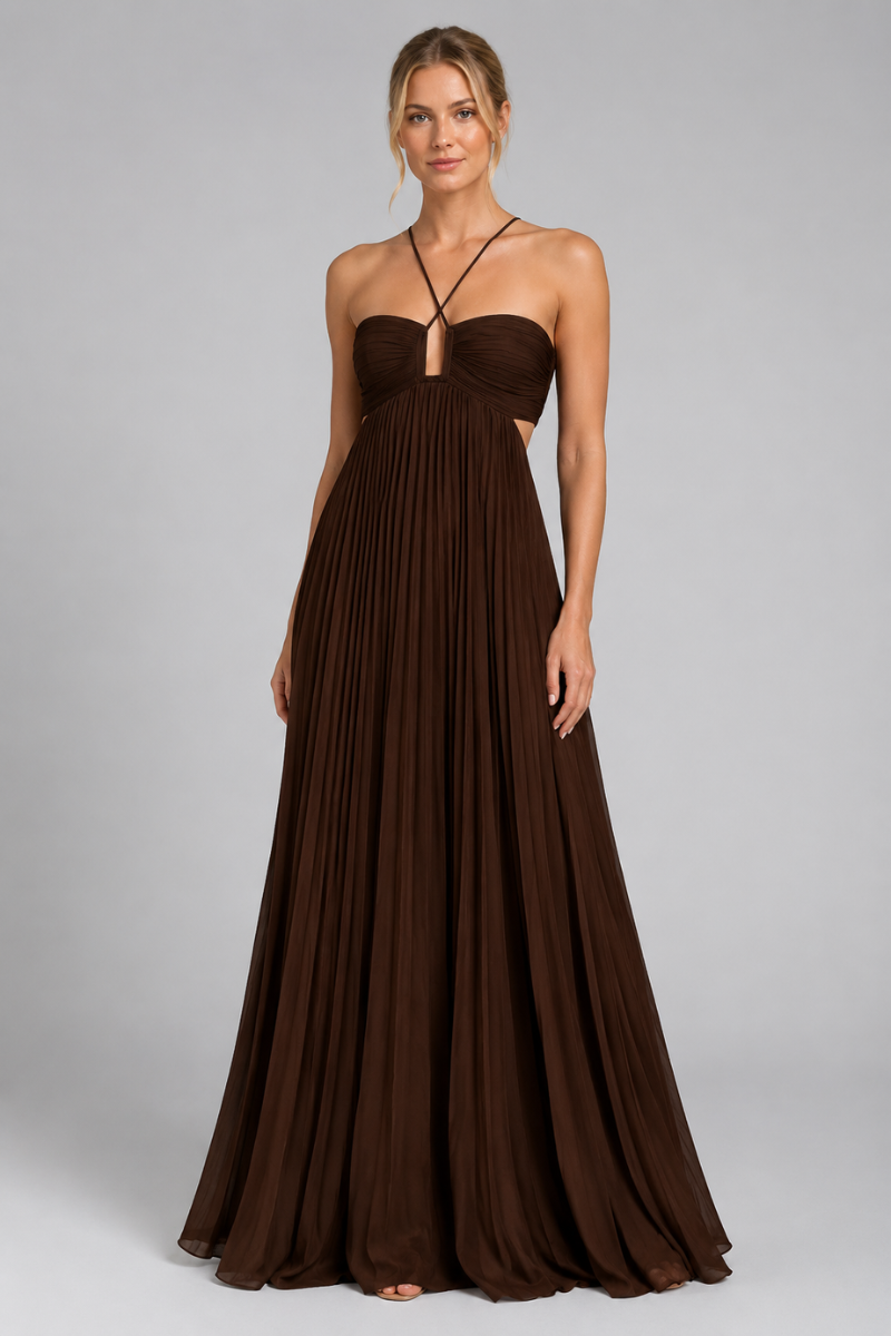 Women's Strapless Cotton Maxi Dress – Twist Front Split Long Dress