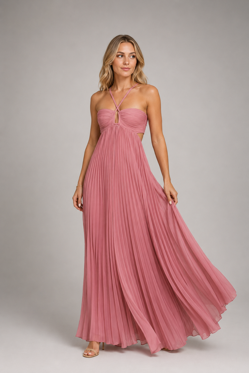 Women's Strapless Cotton Maxi Dress – Twist Front Split Long Dress