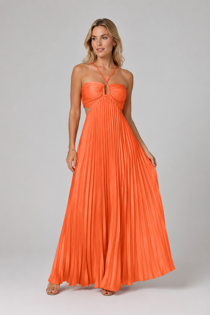 Women's Strapless Cotton Maxi Dress – Twist Front Split Long Dress