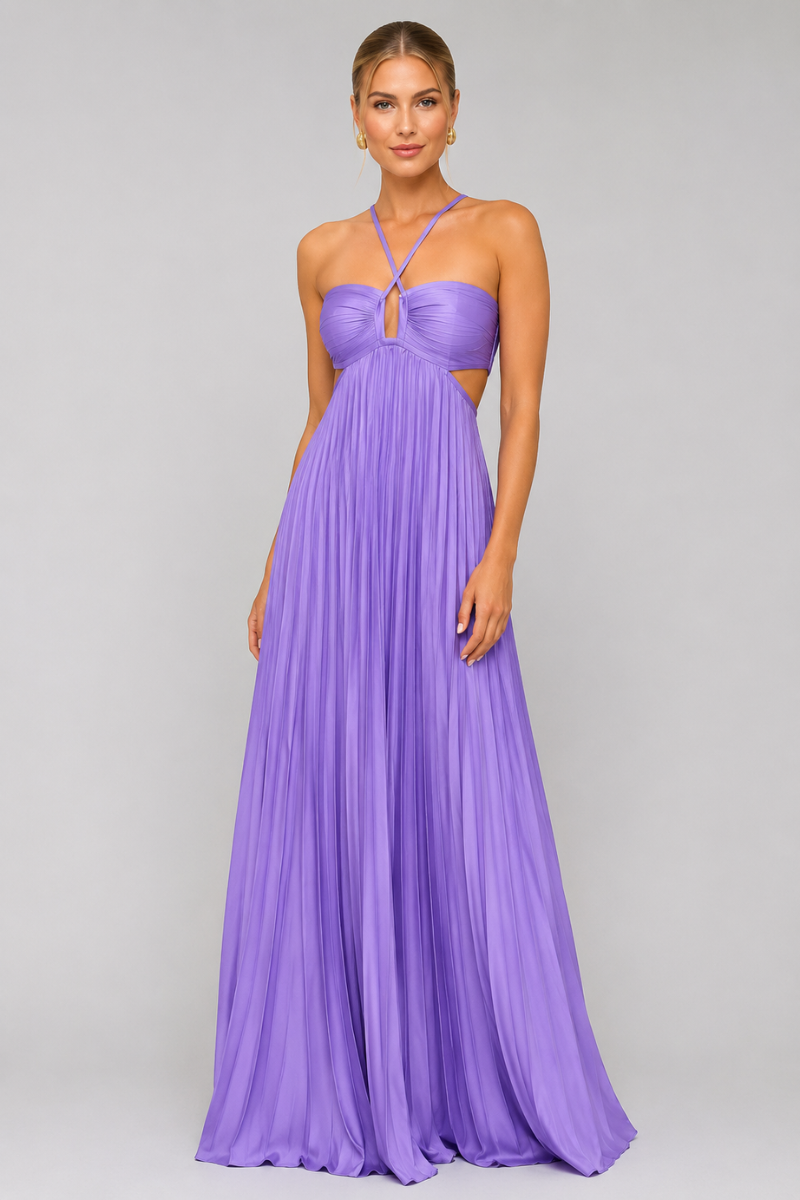 Women's Strapless Cotton Maxi Dress – Twist Front Split Long Dress