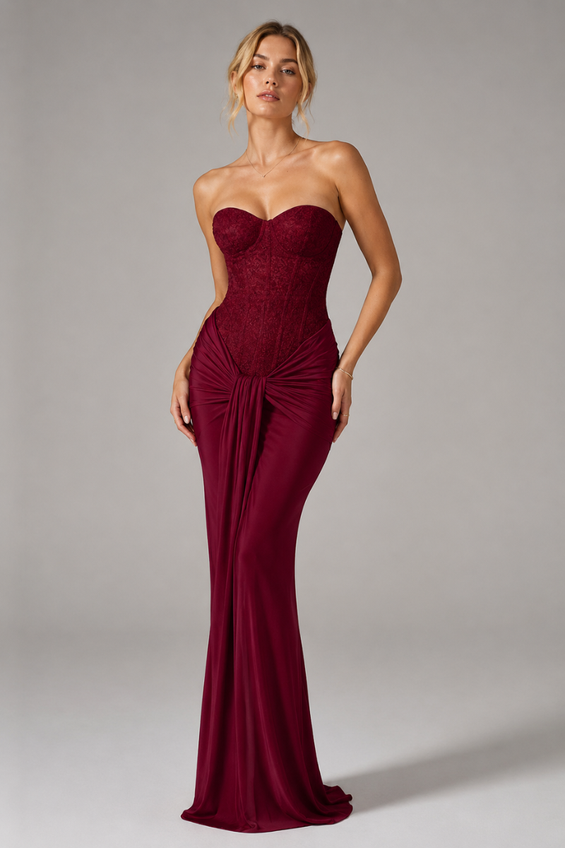 Women's Strapless Glitter Maxi Dress for Evening & Party Wear