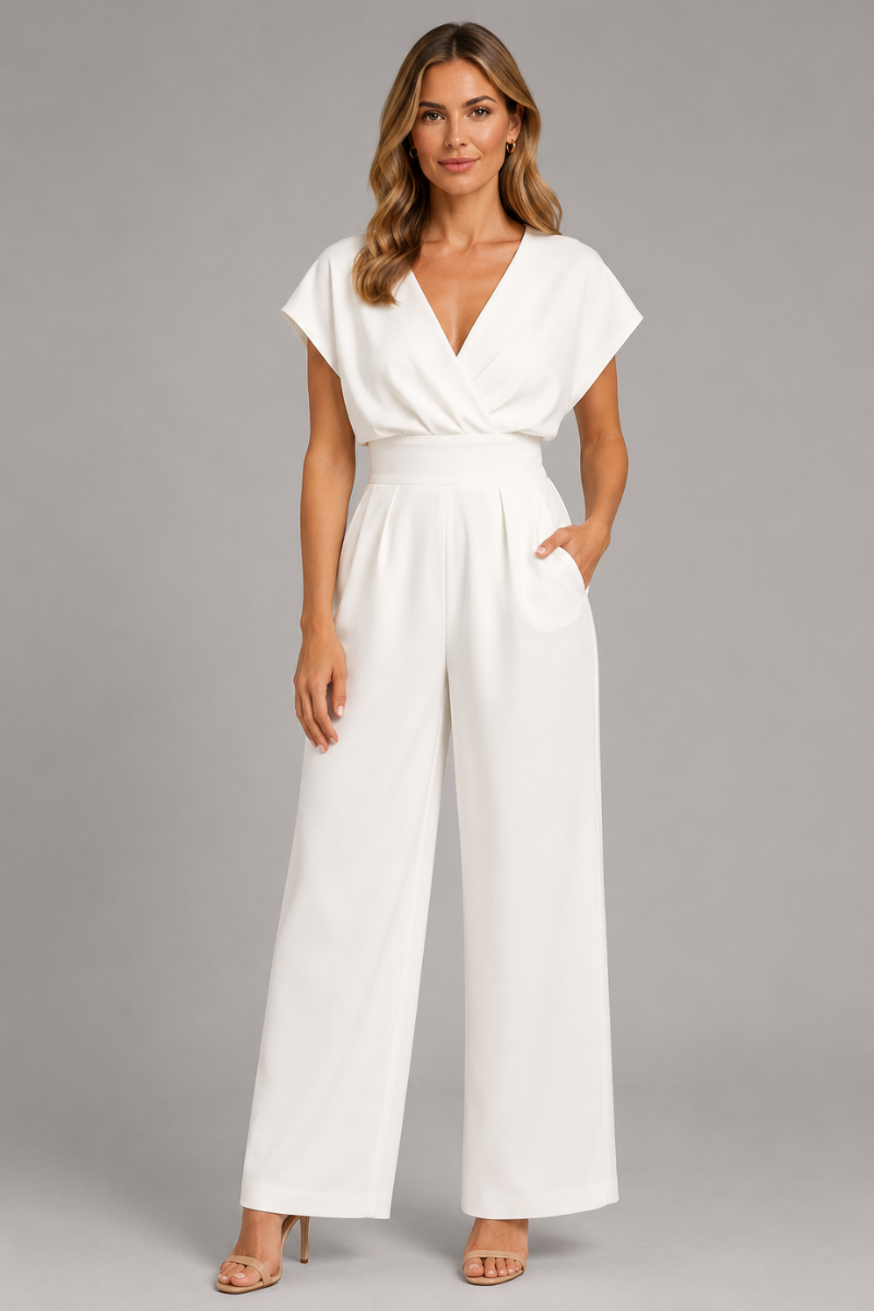 Women's Wide Leg Jumpsuit with Ruffle Sleeves – Elegant One Piece Outfit