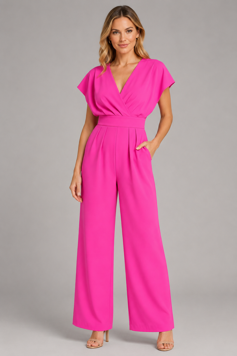 Women's Wide Leg Jumpsuit with Ruffle Sleeves – Elegant One Piece Outfit
