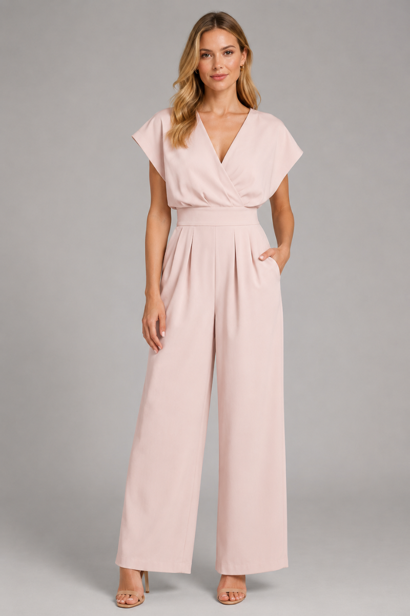 Women's Wide Leg Jumpsuit with Ruffle Sleeves – Elegant One Piece Outfit