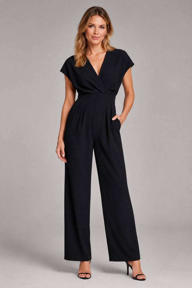 Women's Wide Leg Jumpsuit with Ruffle Sleeves – Elegant One Piece Outfit