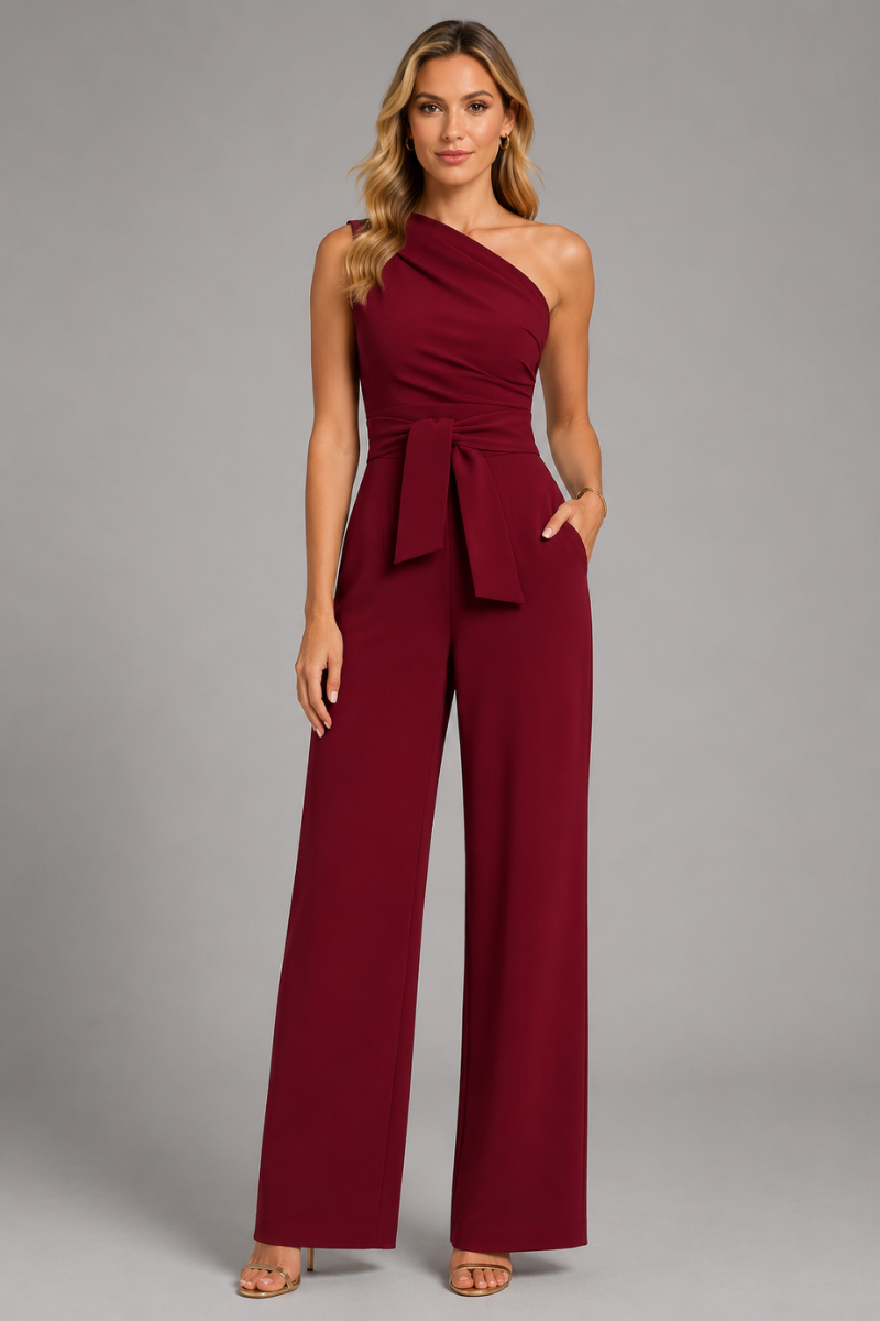 Women's Wide Leg Jumpsuit with Short Sleeves – Elegant One Piece Outfit