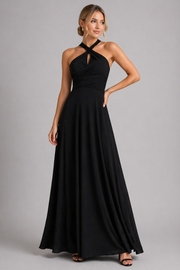 Women's Wrap Midi Dress - Draped Overlap Casual Evening Dress