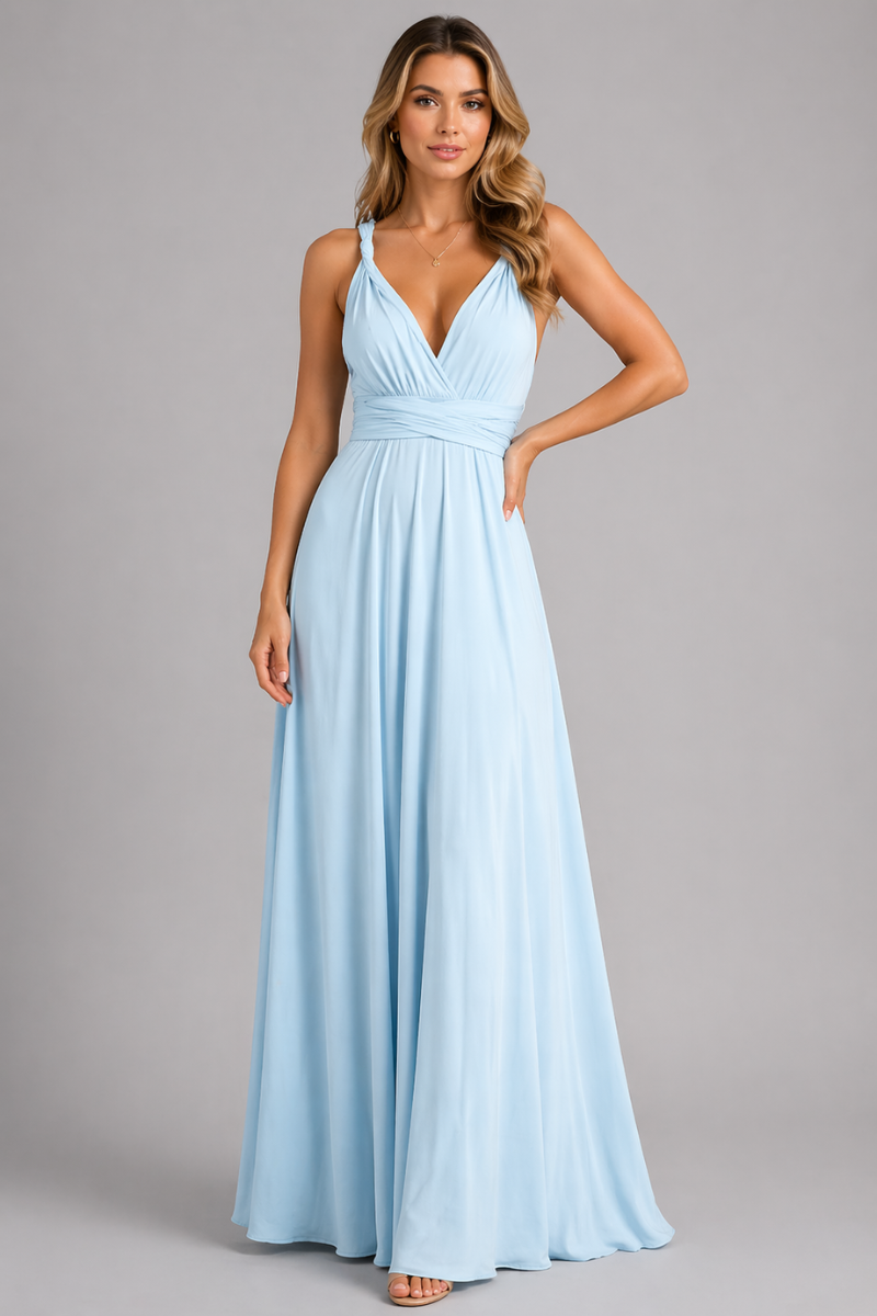 Women's Wrap Midi Dress - Draped Overlap Casual Evening Dress