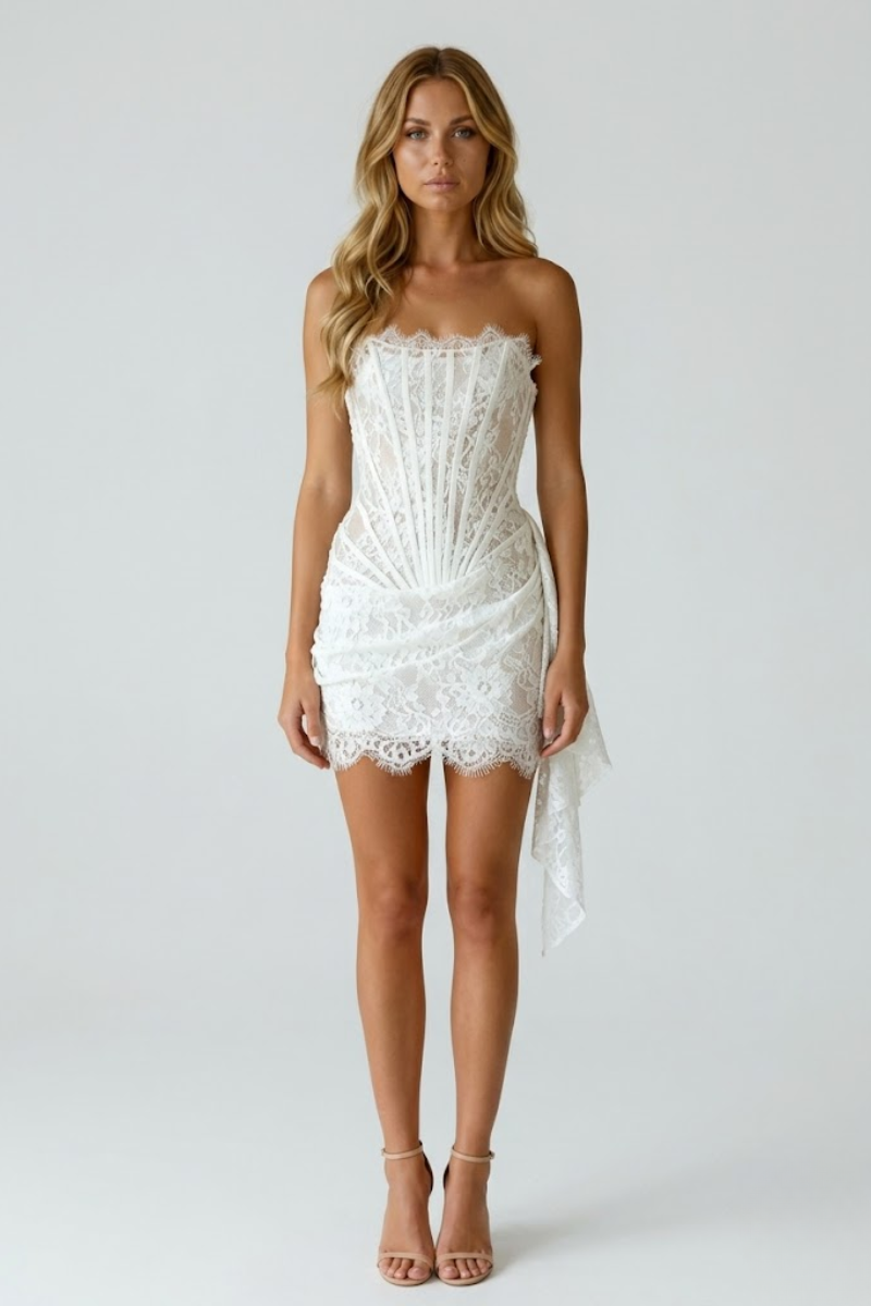 Women's Strapless Corset Lace Mini Dress – Elegant Party and Cocktail – ATHENA Bodywear