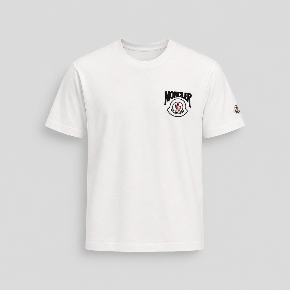 Moncler White Cotton Jersey Logo T-Shirt