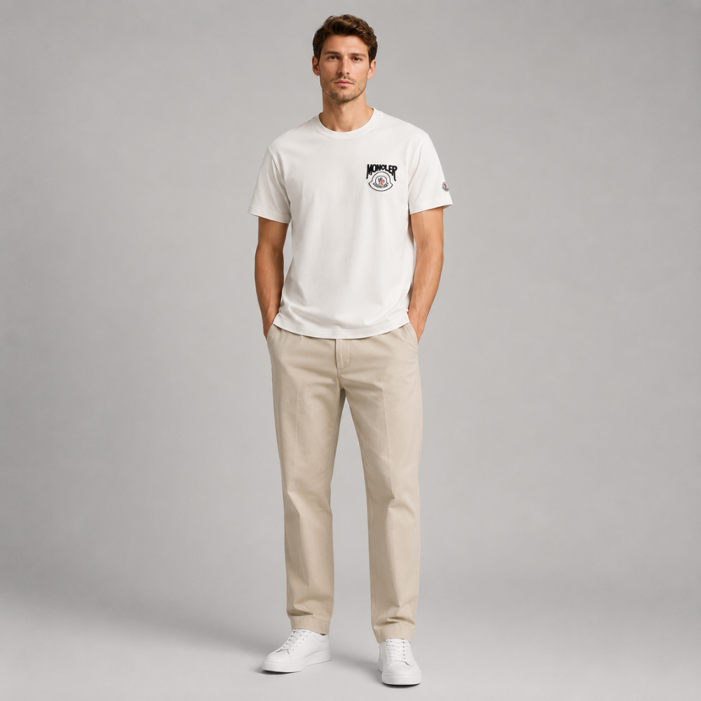 Moncler White Cotton Jersey Logo T-Shirt