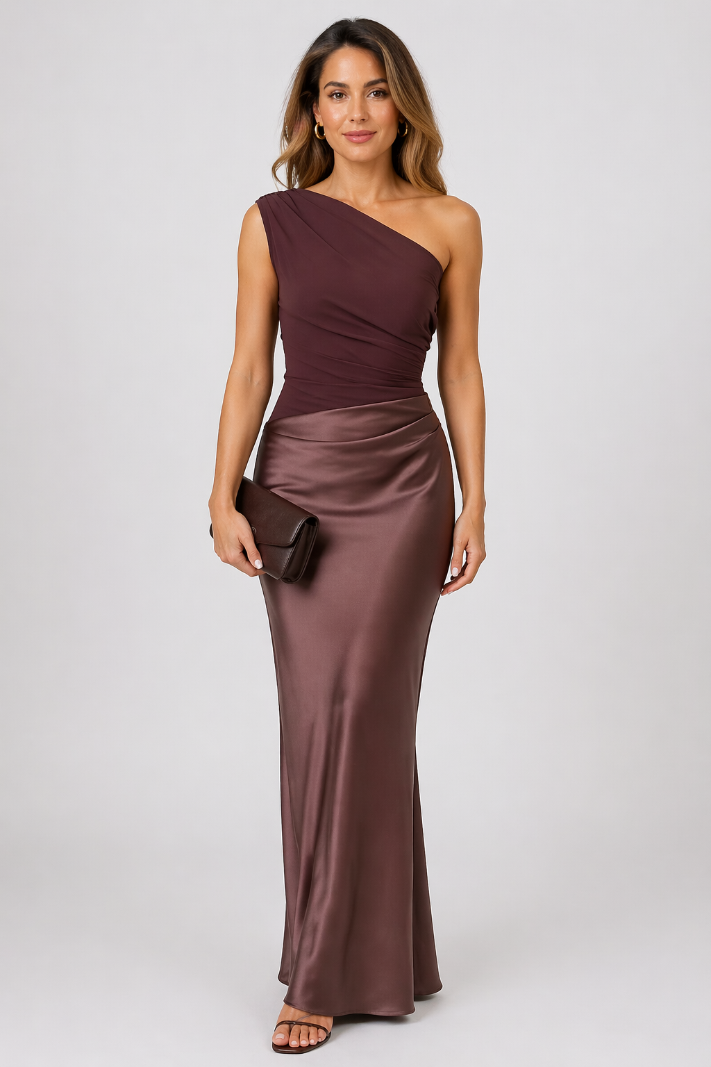 Satin One Shoulder Maxi Dress for Women – Elegant Sleeveless Summer Party Dress