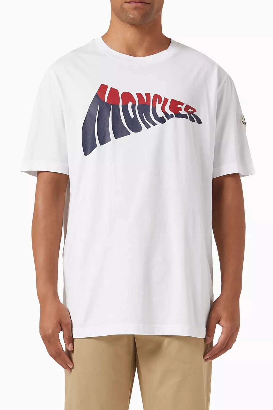 Moncler Men's Wavy Logo T-Shirt with Logo Detail