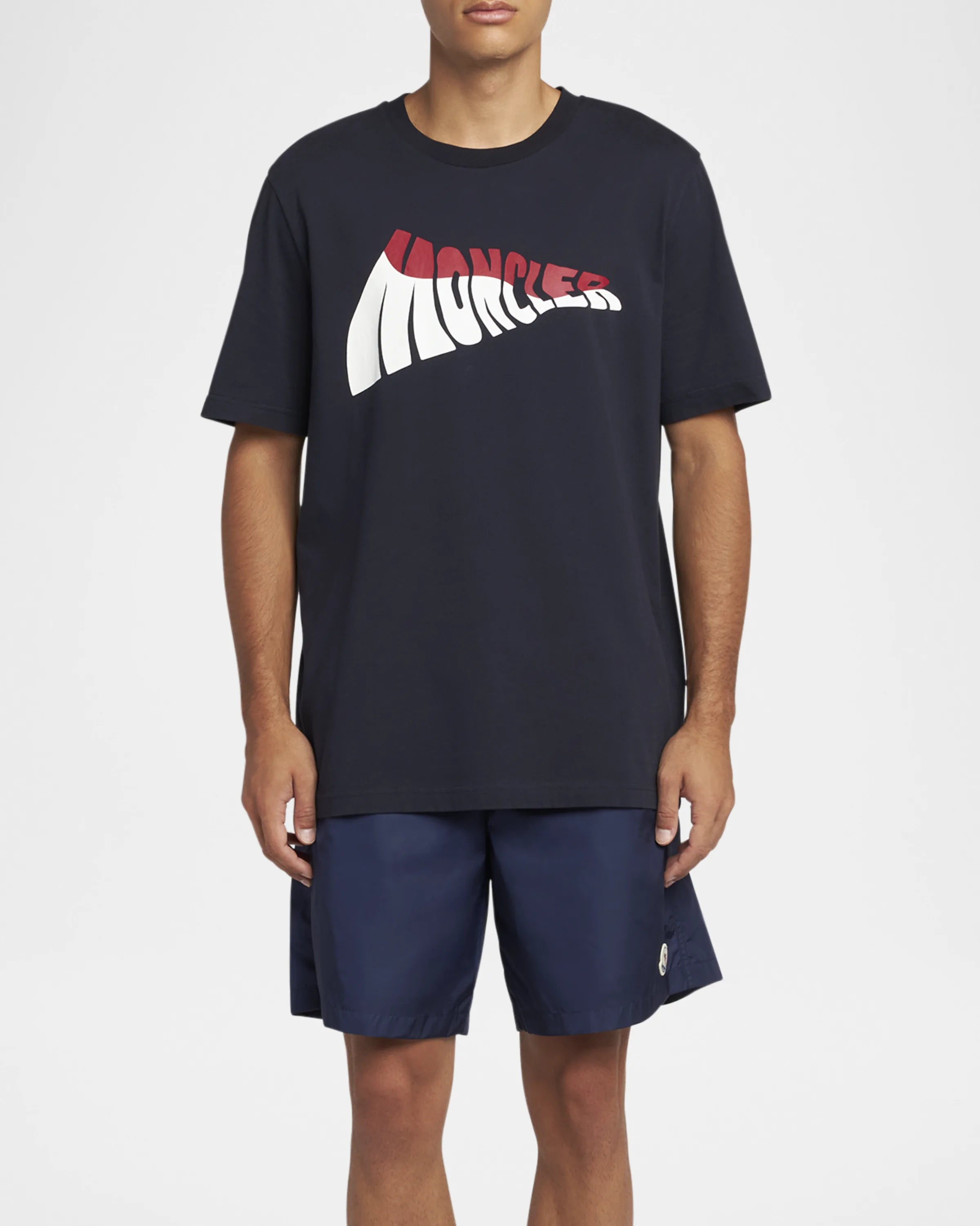 Moncler Men's Wavy Logo T-Shirt with Logo Detail