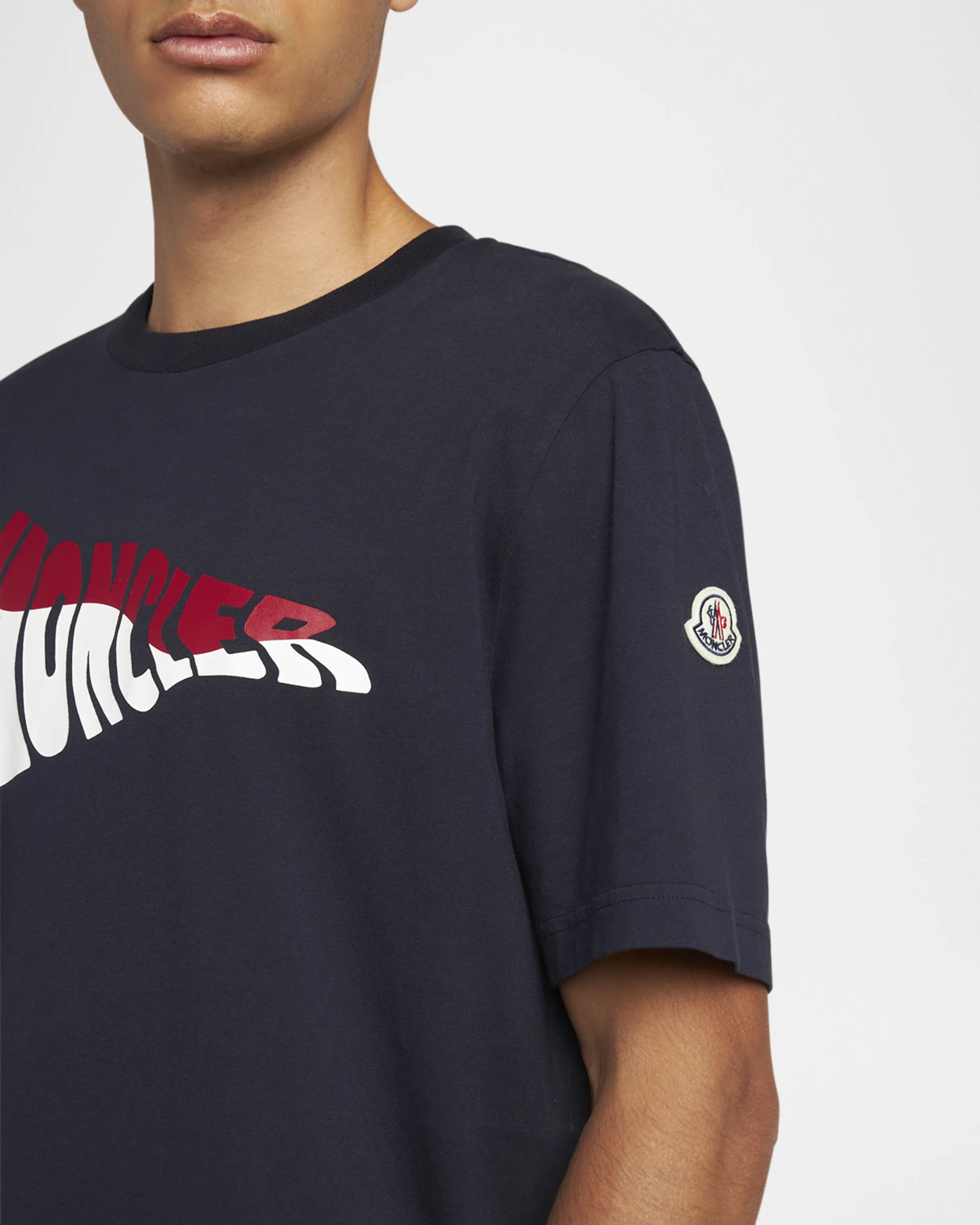 Moncler Men's Wavy Logo T-Shirt with Logo Detail