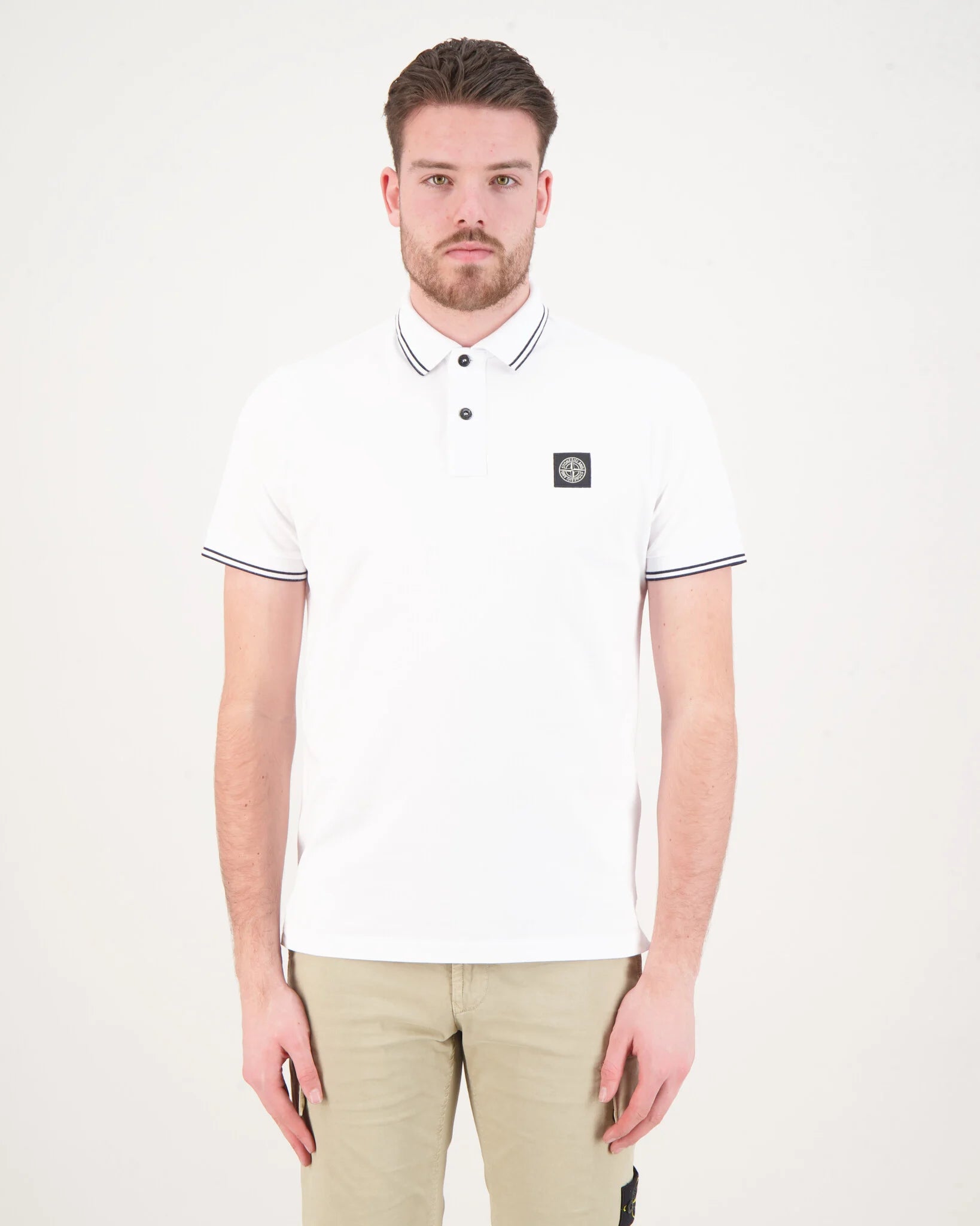Stone Island S0018 Regular Fit Polo Shirt with Logo Embroidery